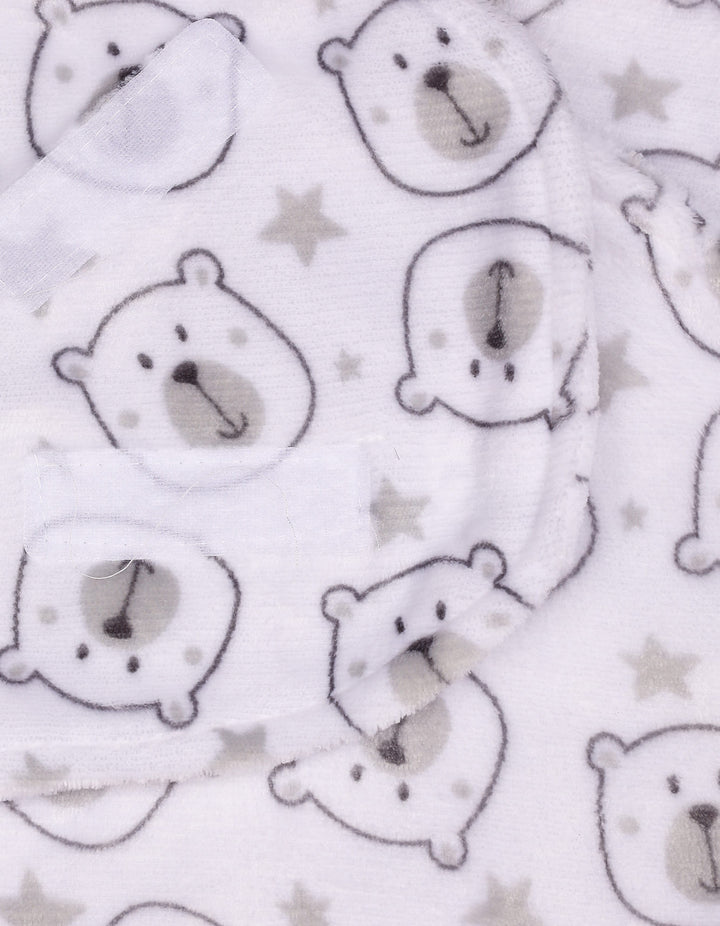 Newborn Plush Swaddle Wrap with Velcro Closure Bear and Stars at Zubaidas Official Pakistan