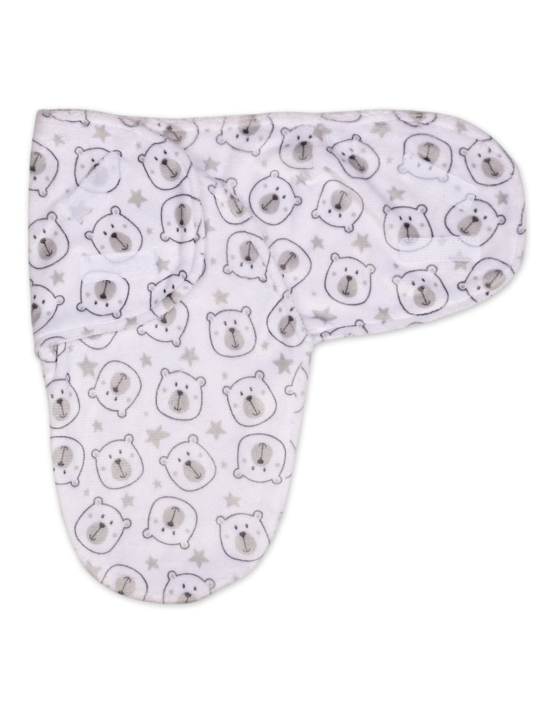 Newborn Plush Swaddle Wrap with Velcro Closure Bear and Stars at Zubaidas