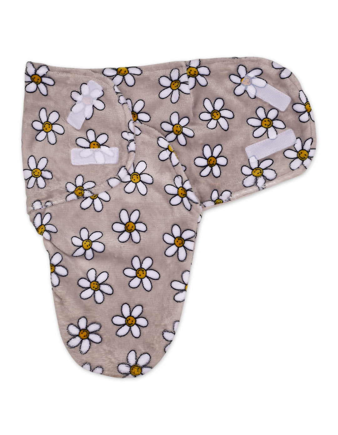 Newborn Plush Swaddle Wrap with Velcro Closure Daisy Flowers at Zubaidas