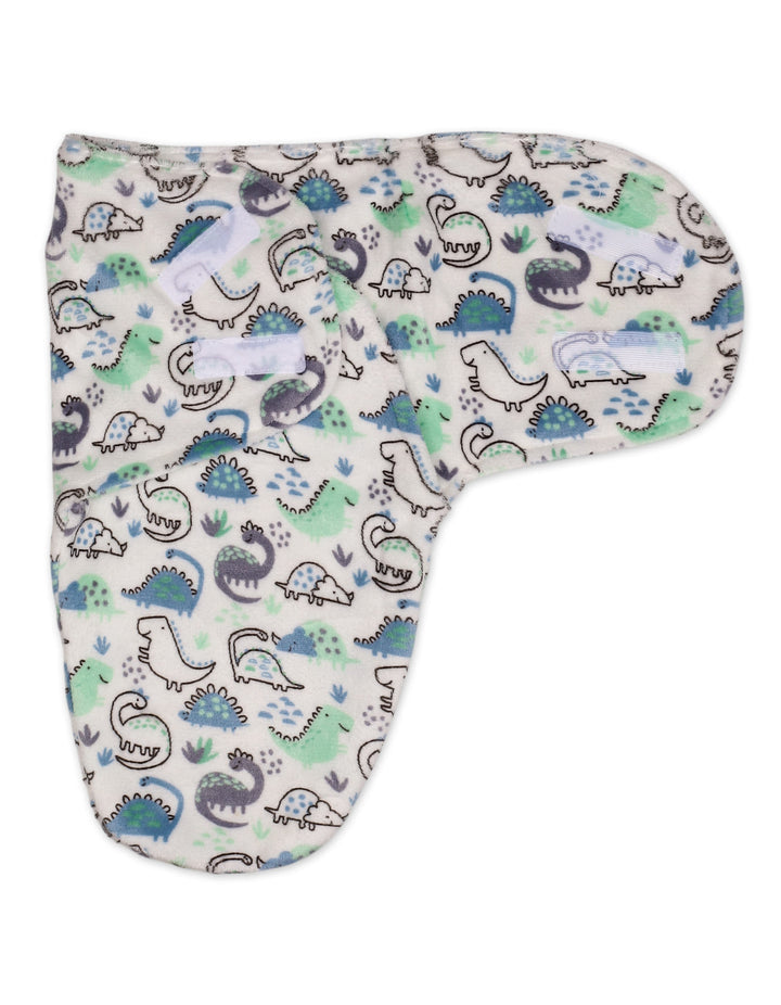 Newborn Plush Swaddle Wrap with Velcro Closure Dinosaur at Zubaidas