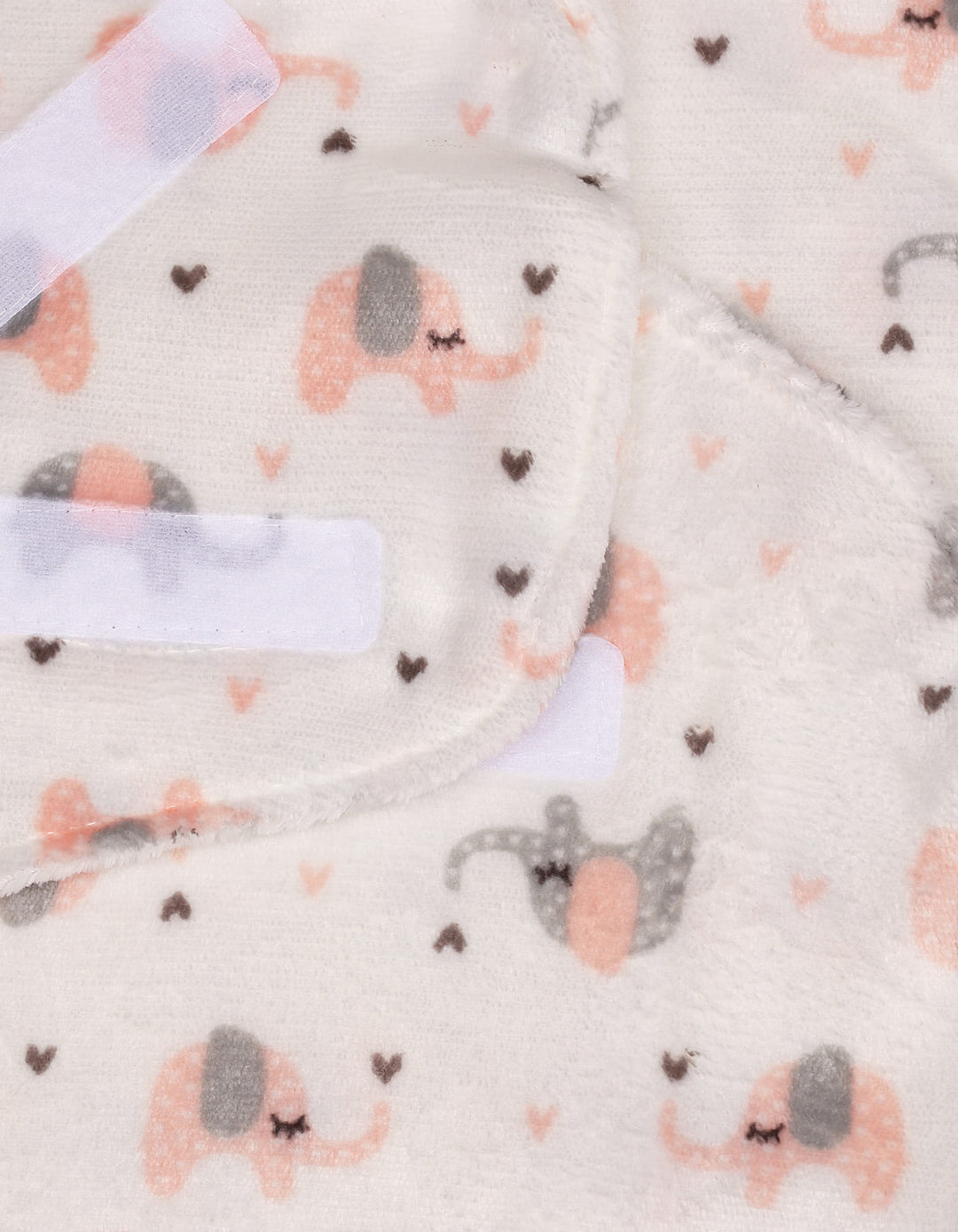 Newborn Plush Swaddle Wrap with Velcro Closure Elephants at Zubaidas Online Pakistan
