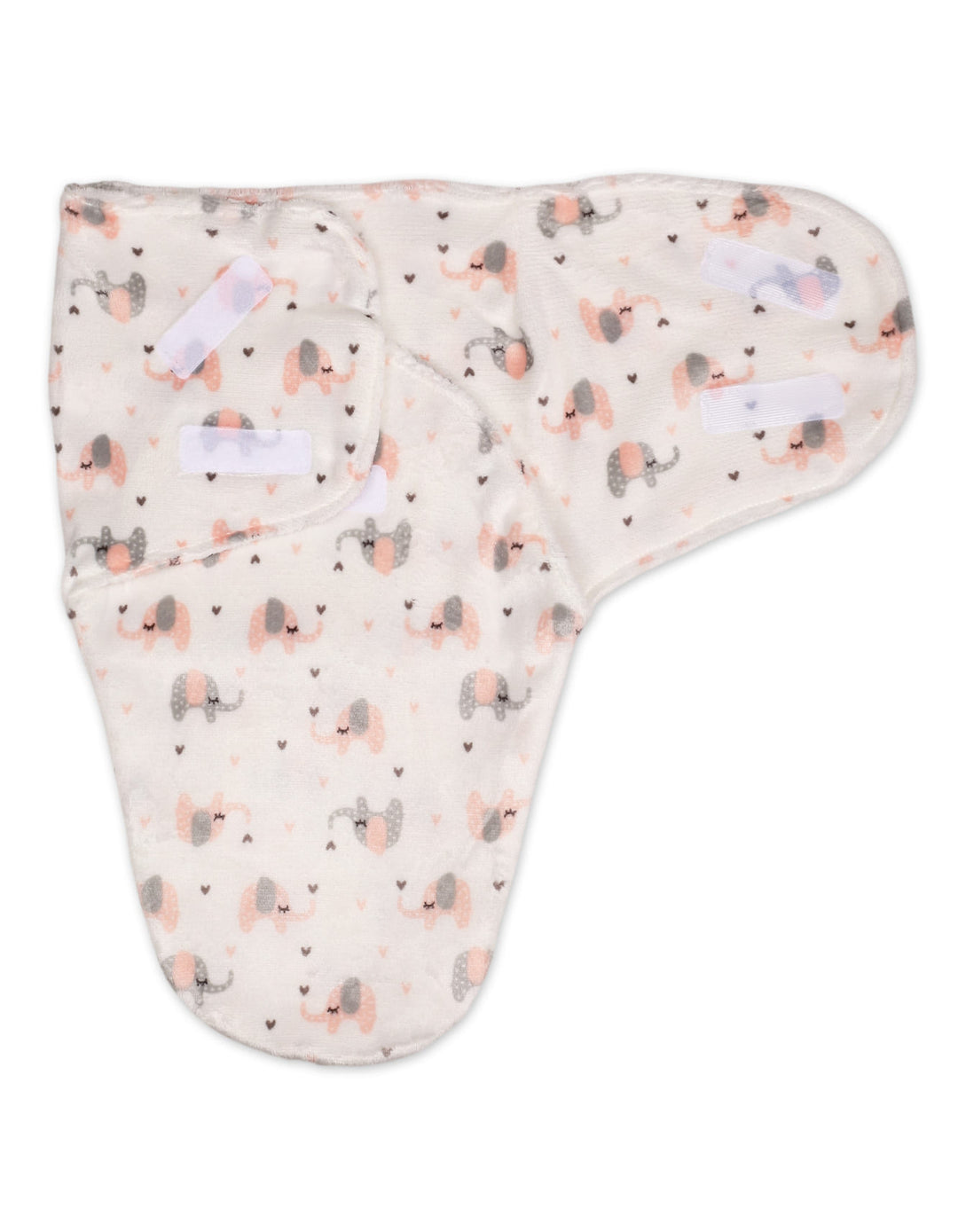 Newborn Plush Swaddle Wrap with Velcro Closure Elephants at Zubaidas