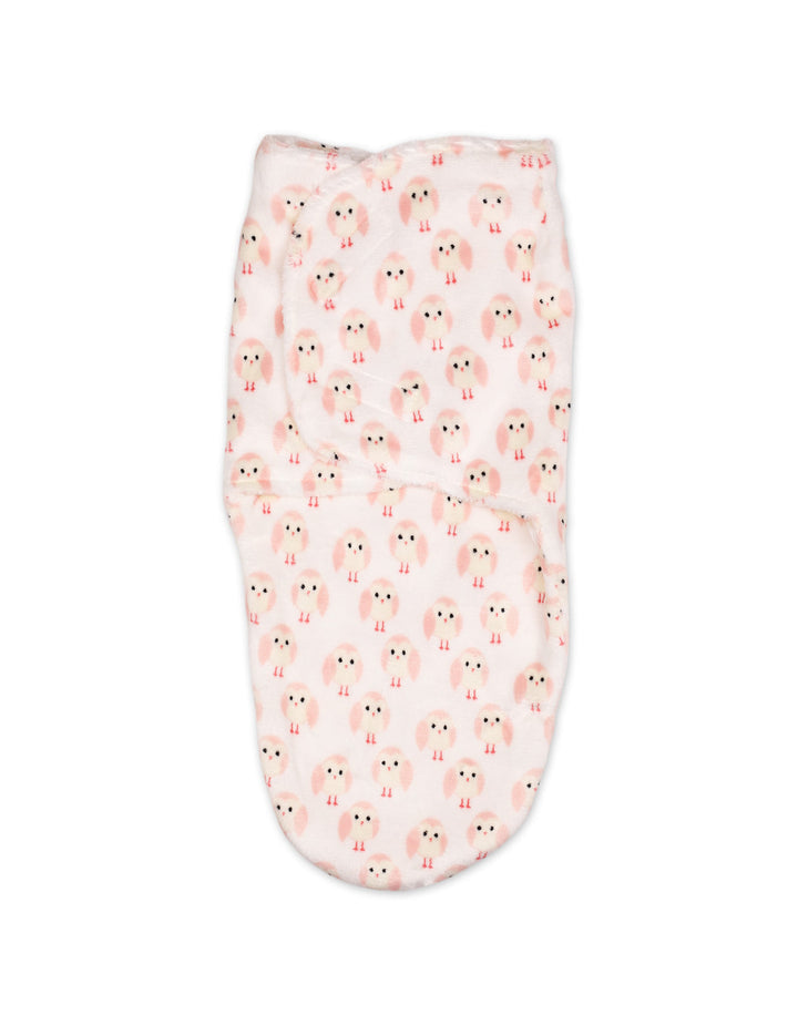 Newborn Plush Swaddle Wrap with Velcro Closure Pink Owl at Zubaidas Pakistan Online Pakistan