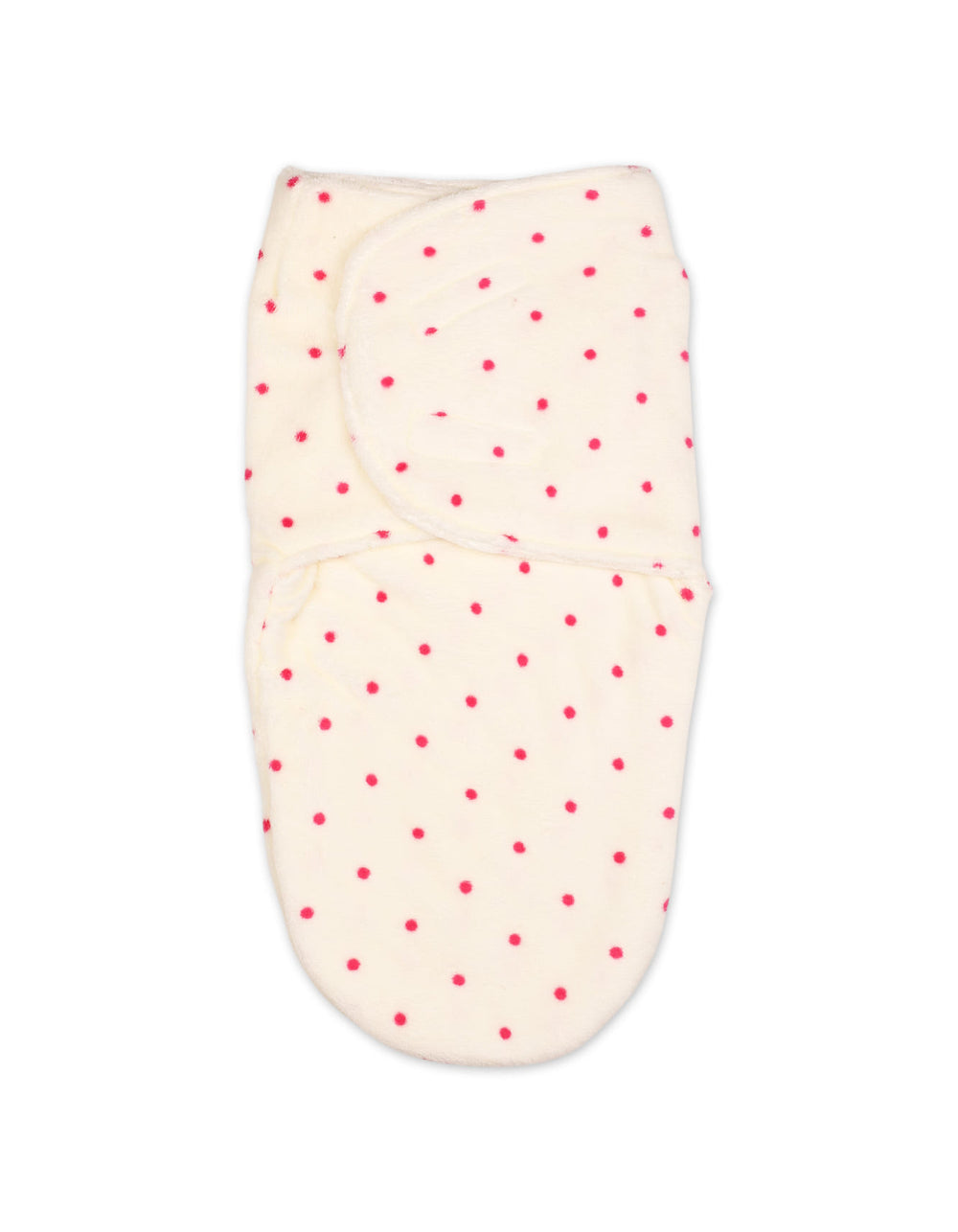 Newborn Plush Swaddle Wrap with Velcro Closure Pink Polka Dots at Zubaidas Official Pakistan