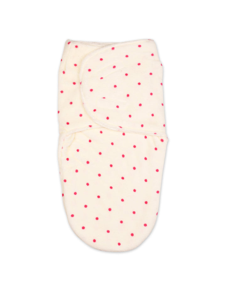 Newborn Plush Swaddle Wrap with Velcro Closure Pink Polka Dots at Zubaidas Official Pakistan