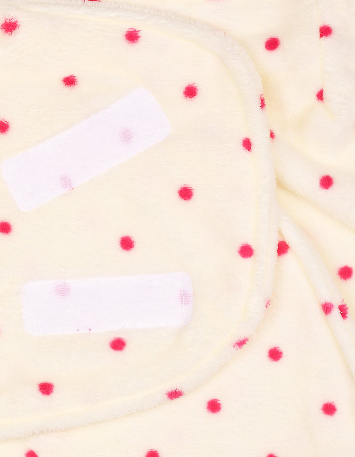 Newborn Plush Swaddle Wrap with Velcro Closure Pink Polka Dots at Zubaidas Online Pakistan