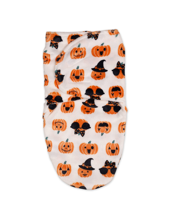 Newborn Plush Swaddle Wrap with Velcro Closure Pumpkins at Zubaidas