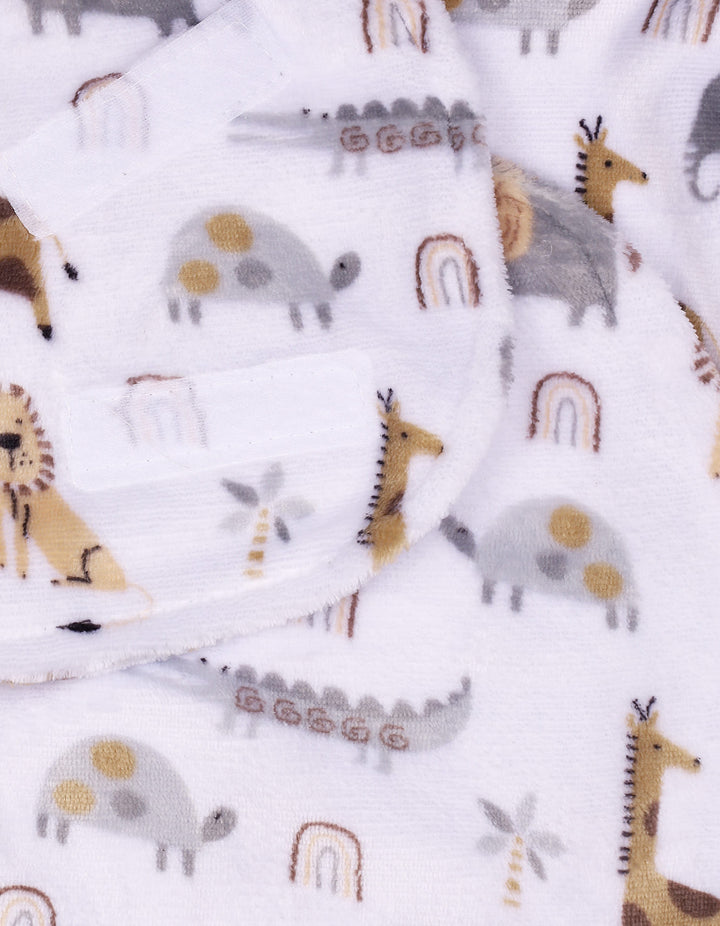 Newborn Plush Swaddle Wrap with Velcro Closure Safari at Zubaidas Official Pakistan