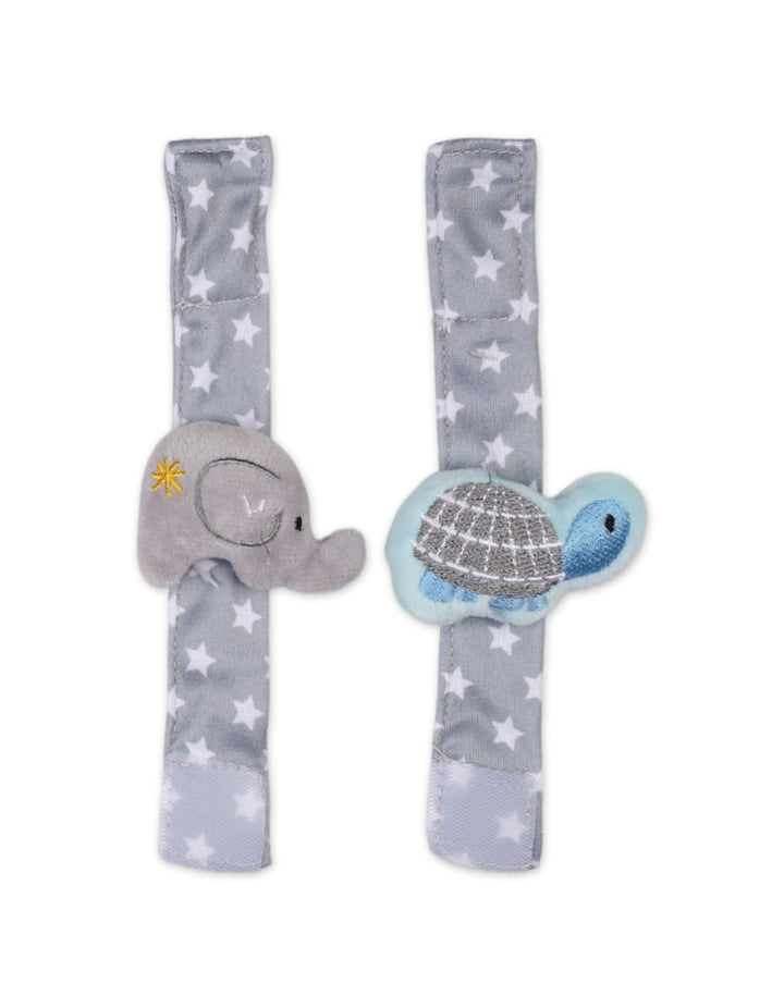 Newborn Rattle Wrist Band Elephant and Turtle Grey at Zubaidas