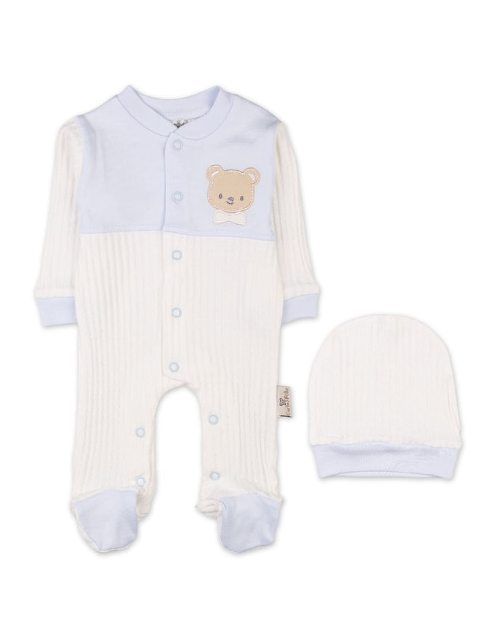 Newborn Romper With Cap Blue Bear Premium Turkish Collection at Zubaidas