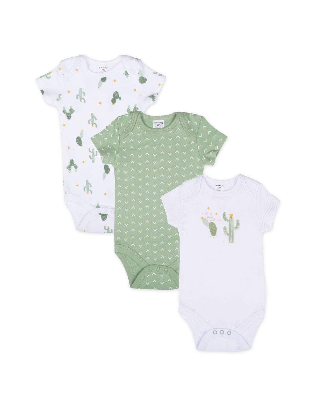 Newborn Short Sleeve Bodysuits Cactus Pack of 3 at Zubaidas