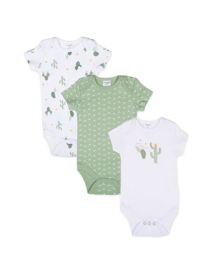 Newborn Short Sleeve Bodysuits Cactus Pack of 3 at Zubaidas