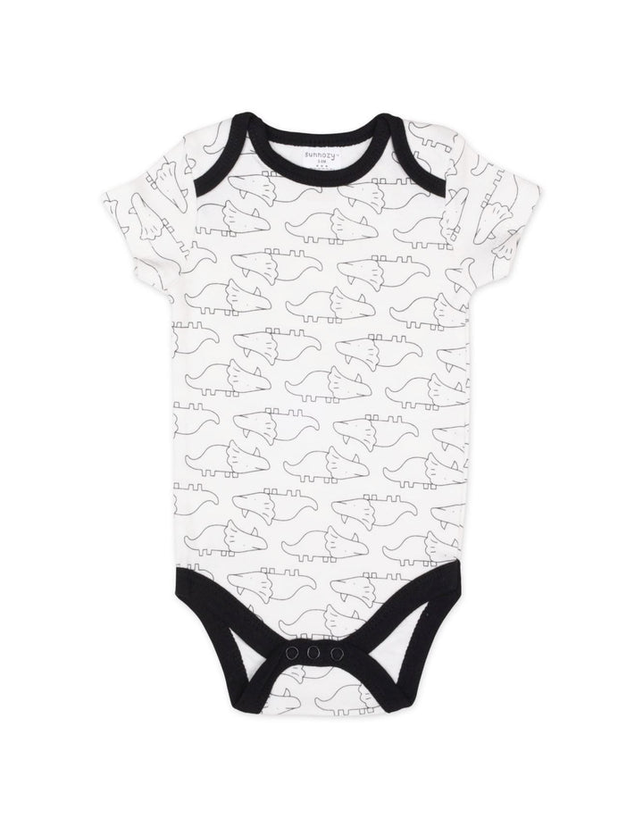 Newborn Short Sleeve Bodysuits Pack of 3 Dinosaur Graphic and Stripes at Zubaidas Best Online Baby and Kids Store in Pakistan