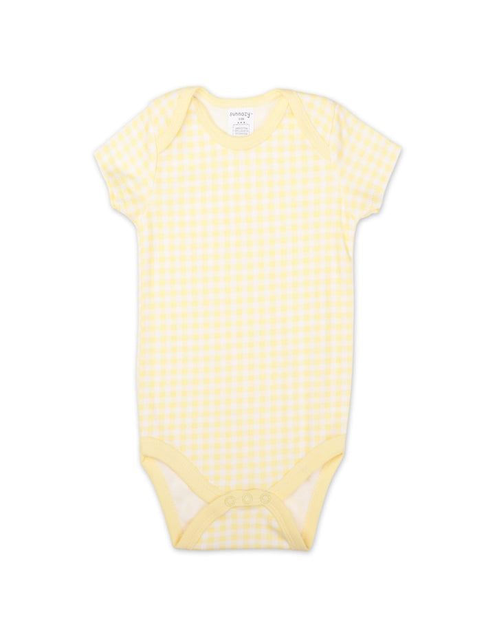 Newborn Short Sleeve Bodysuits Pack of 3 Good Morning! Yellow and White at Zubaidas Official Pakistan