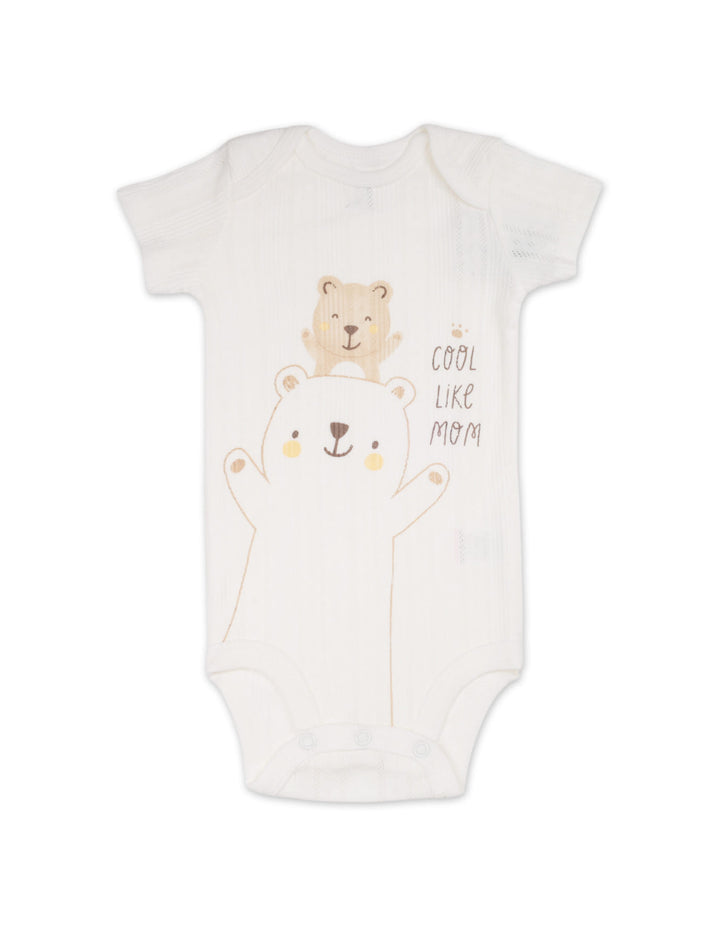 Newborn Short Sleeve Bodysuits Pack of 5 Cool Like Mom Bear Theme at Zubaidas Official Pakistan