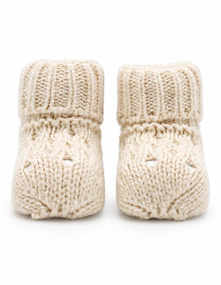 Newborn Soft Knit Booties Off White at Zubaidas Official Pakistan