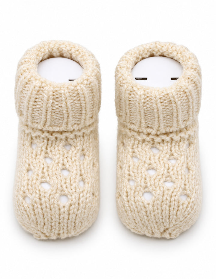 Newborn Soft Knit Booties Off White at Zubaidas Online Pakistan
