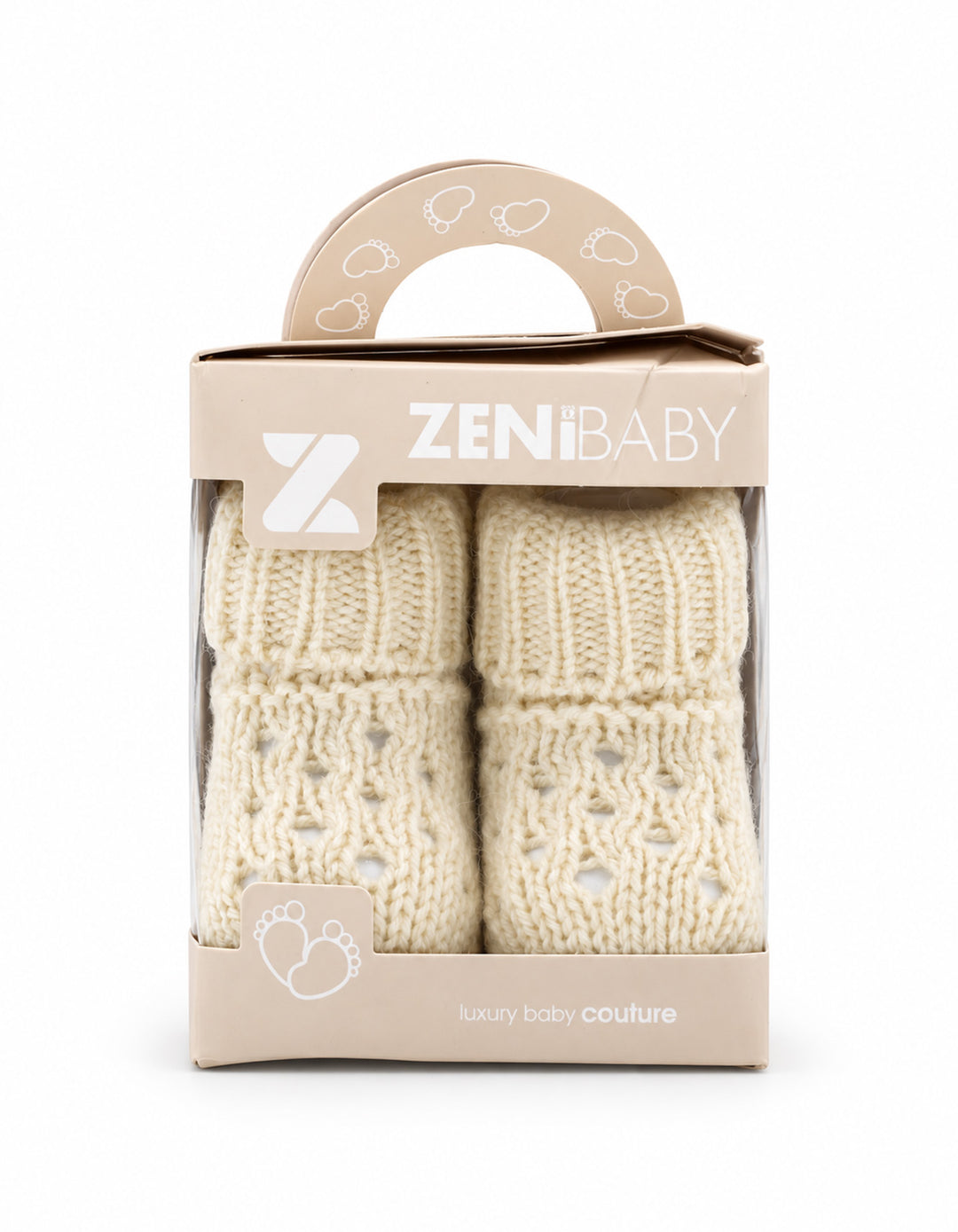 Newborn Soft Knit Booties Off White at Zubaidas