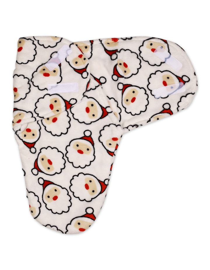 Newborn Swaddle Wrap with Velcro Closure Santa White and Red at Zubaidas