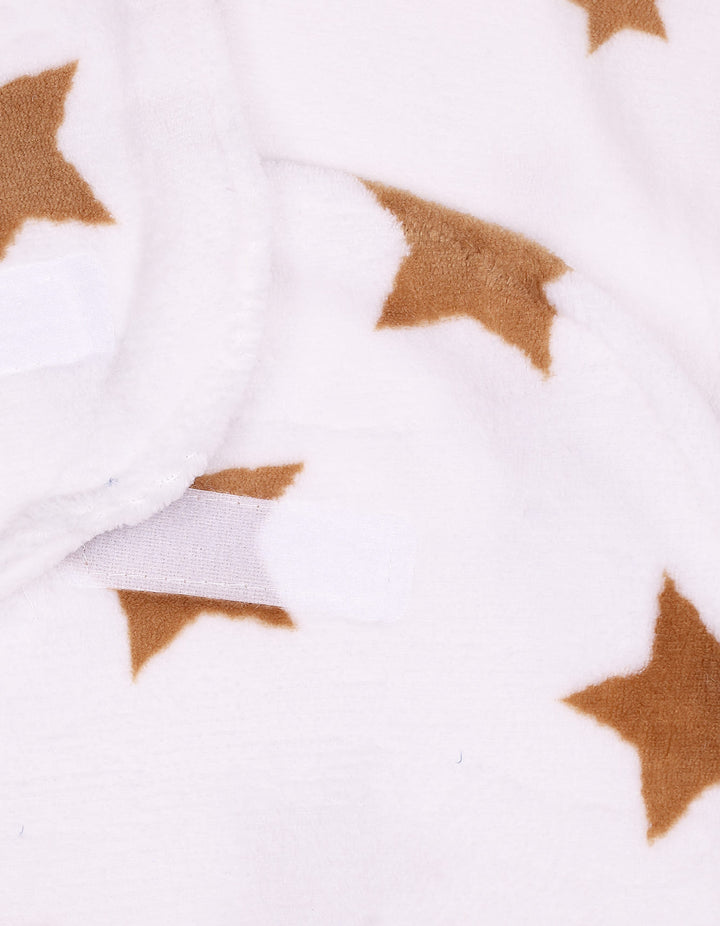 Newborn Swaddle Wrap with Velcro Closure Star White and Brown at Zubaidas Official Pakistan