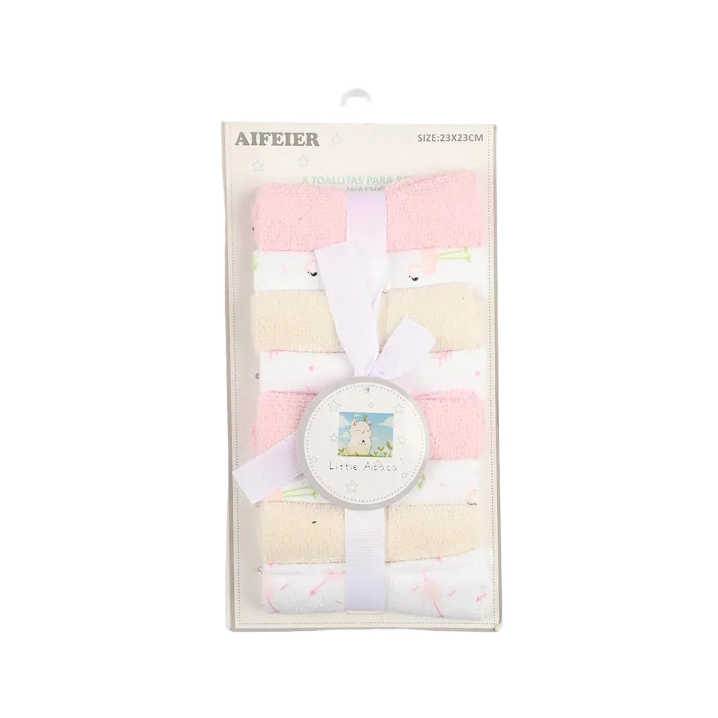 Newborn Washcloths Pack of 8 Flamingo Multicolor at Zubaidas at Zubaidas