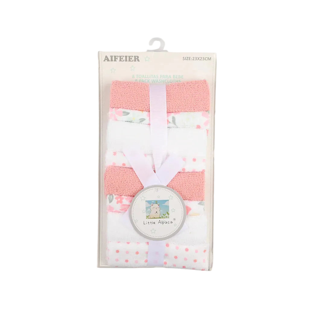 Newborn Washcloths Pack of 8 Flowers Multicolor at Zubaidas