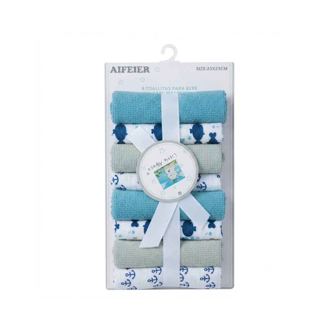 Newborn Washcloths Pack of 8 Nautical Multicolor at Zubaidas