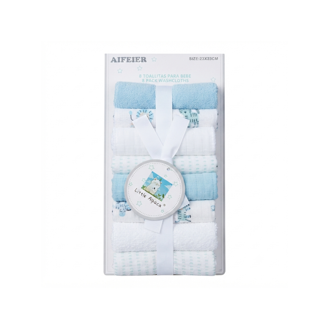 Newborn Washcloths Pack of 8 Safari Multicolor at Zubaidas