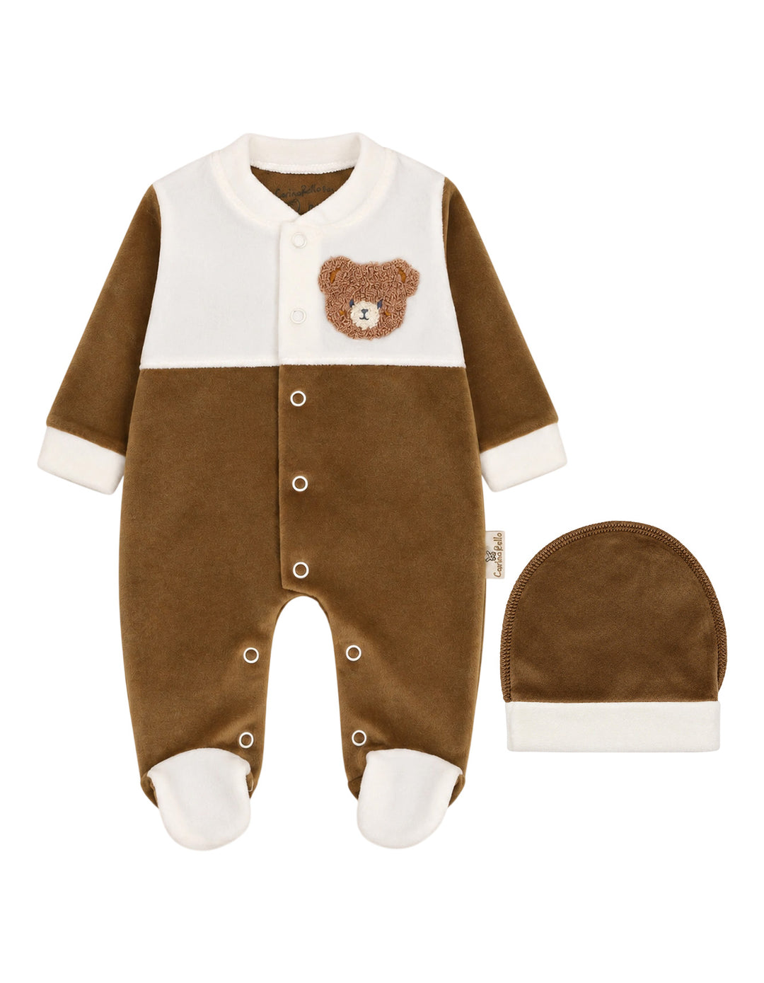 Newborn Winter Romper with Cap Bear Brown and White at Zubaidas