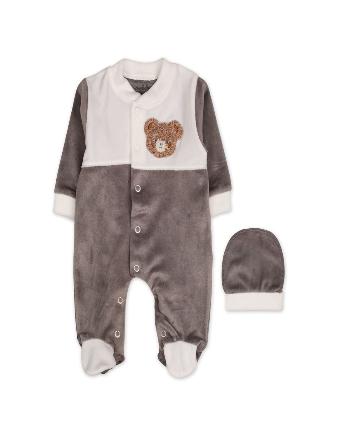 Newborn Winter Romper with Cap Bear Grey and White at Zubaidas