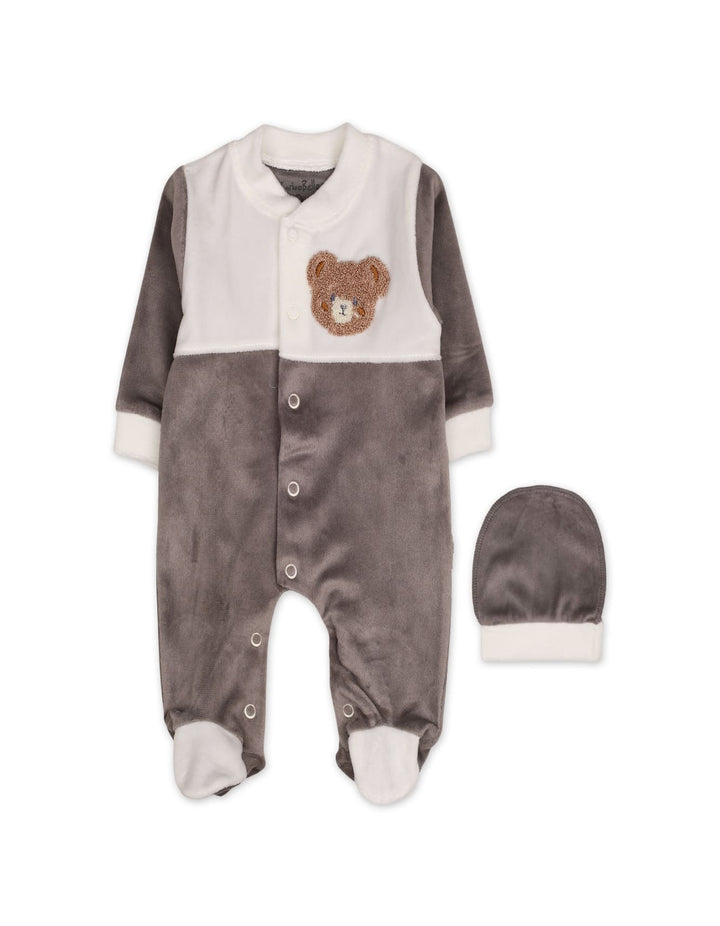 Newborn Winter Romper with Cap Bear Grey and White at Zubaidas