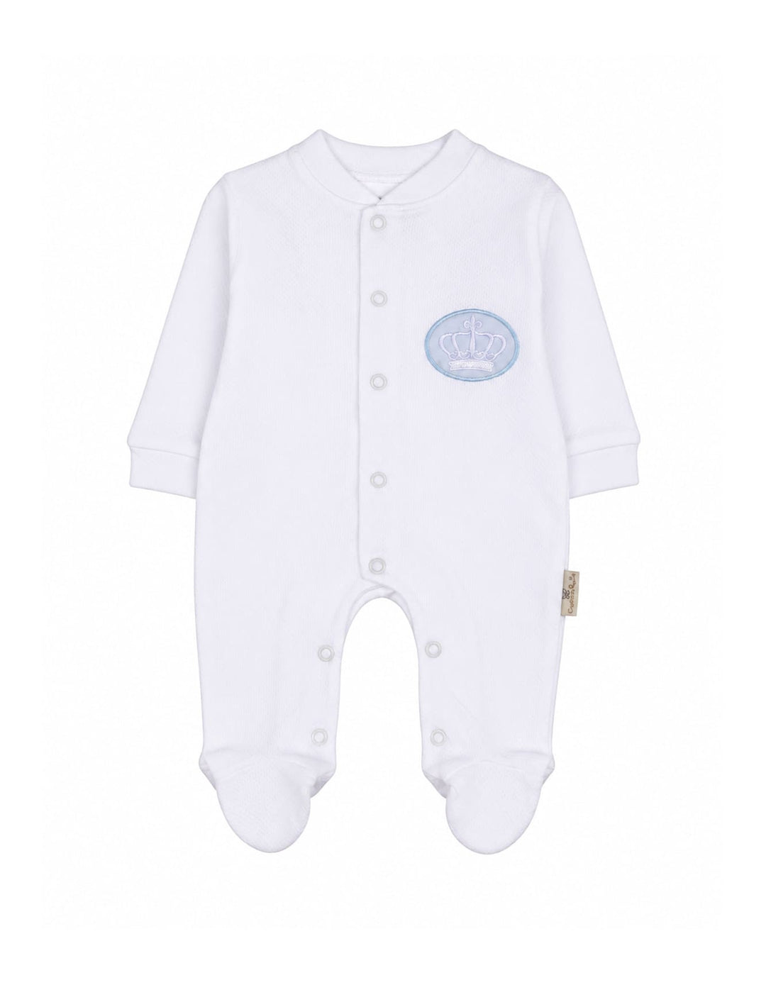 Newborn Boys Winter Romper with Cap Crown Applique White at Zubaidas Official Pakistan