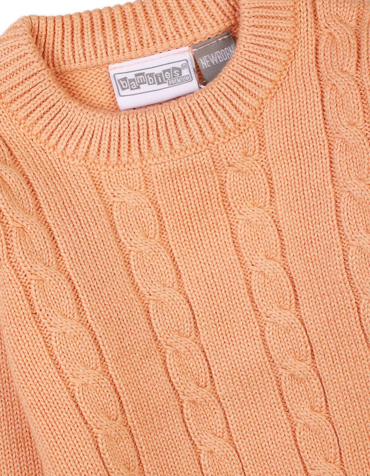 Newborn Winter Sweaters Bambies Cable Knit Peach at Zubaidas Pakistan