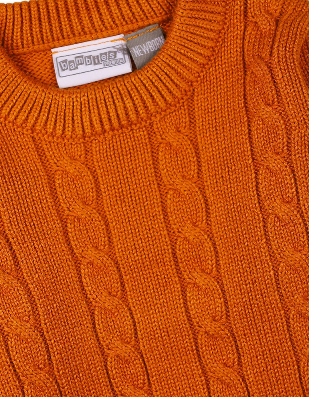 Newborn Winter Sweaters Bambies Cable Knit Rust at Zubaidas Pakistan