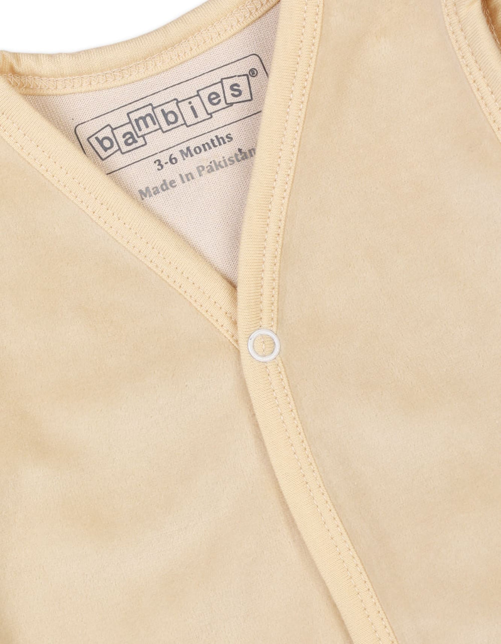 Newborn Winter Velour Vest Bambies V Neck Beige at Zubaidas Official Pakistan