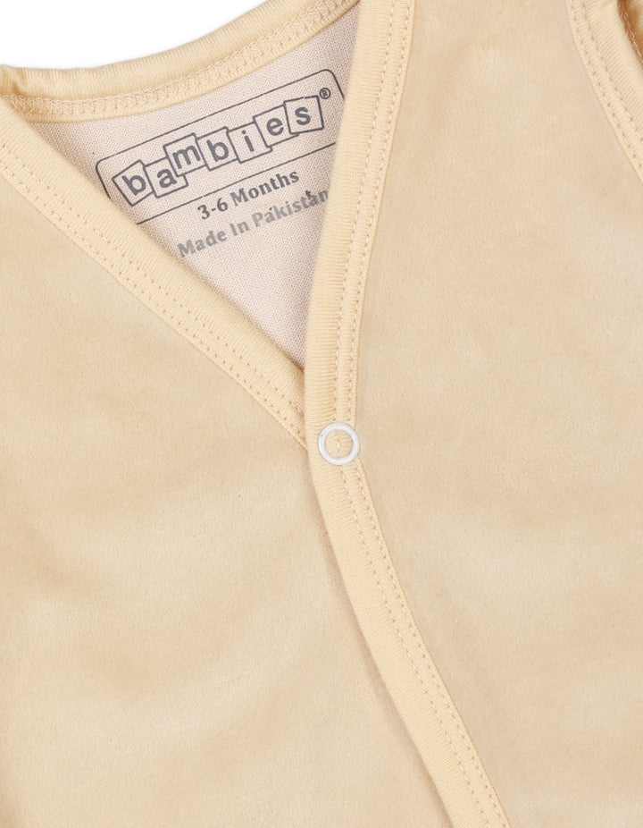 Newborn Winter Velour Vest Bambies V Neck Beige at Zubaidas Official Pakistan