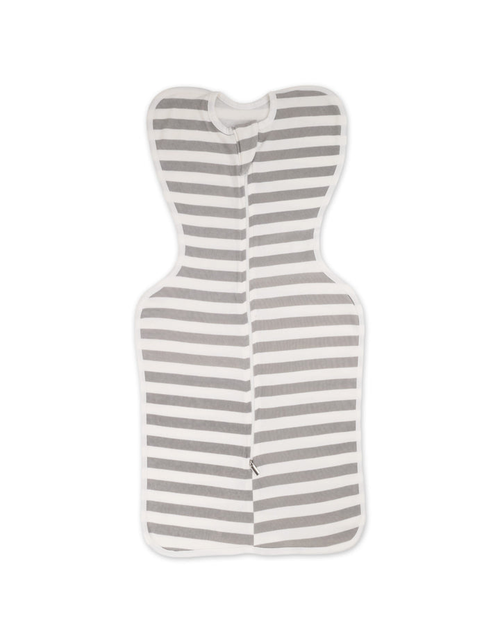 Newborn Zipper Swaddle Wrap Striped White and Grey at Zubaidas