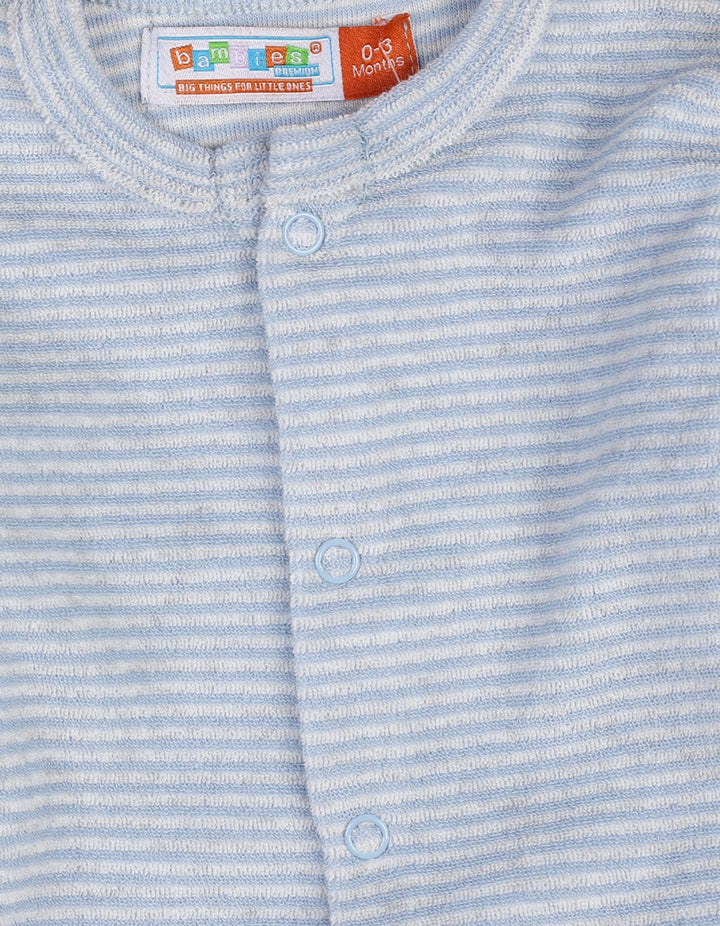 Newborns Baby Boys Winter Romper Bambies Striped Blue at Zubaidas Pakistan