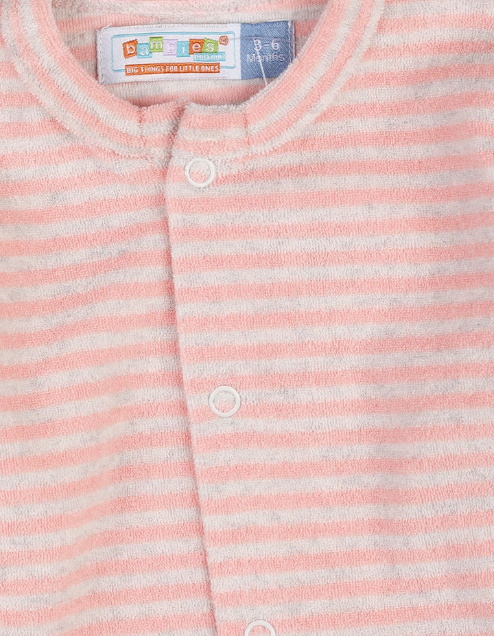 Newborns Baby Girls Winter Romper Bambies Striped Pink at Zubaidas Pakistan