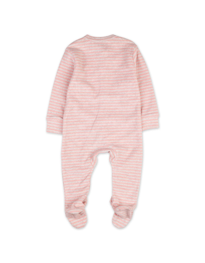 Newborns Baby Girls Winter Romper Bambies Striped Pink at Zubaidas Official Pakistan