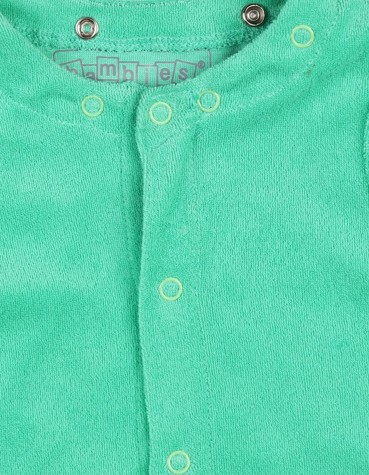 Newborns Baby Jumpsuit Bambies Detachable Hoodie Green at Zubaidas Official Pakistan