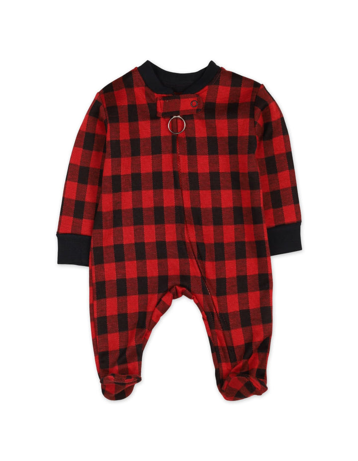 Newborns Baby Winter Romper Bambies Plaid Red and Black at Zubaidas