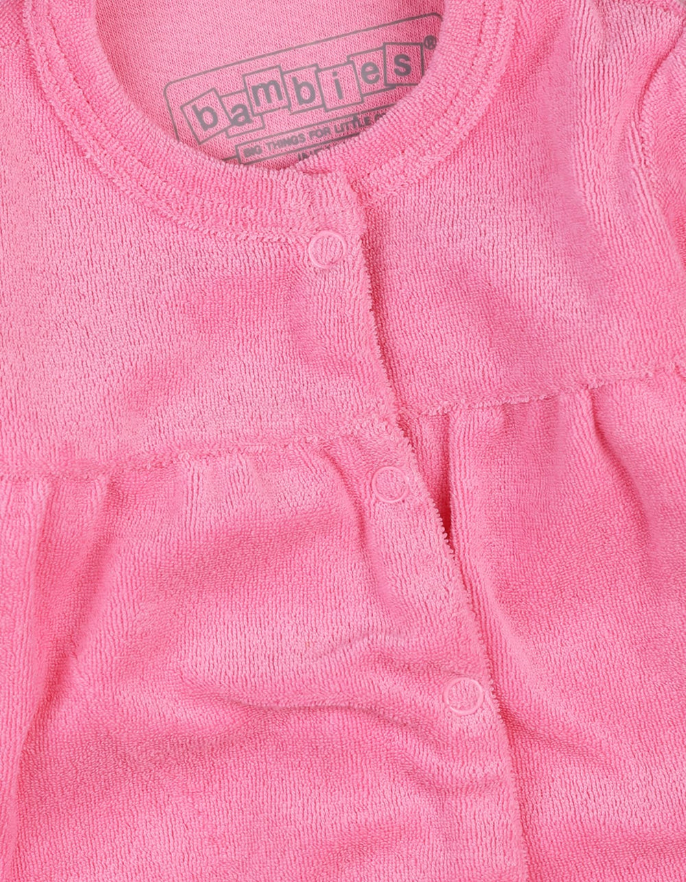 Newborns Winter Romper Bambies Pleats Pink at Zubaidas Pakistan
