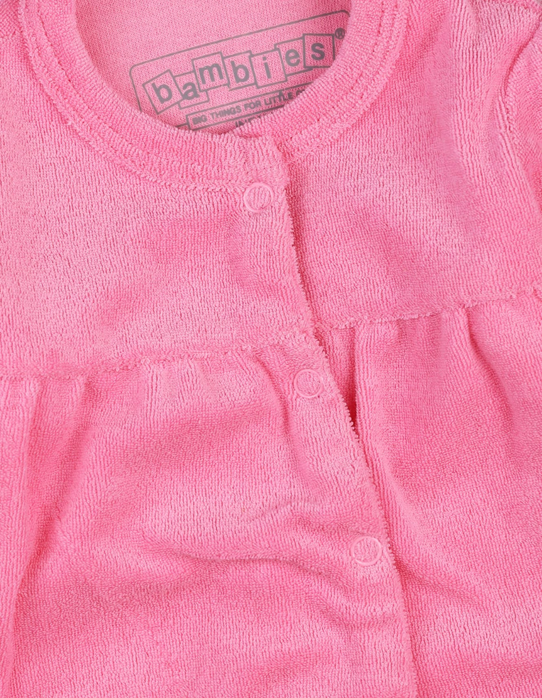 Newborns Winter Romper Bambies Pleats Pink at Zubaidas Pakistan