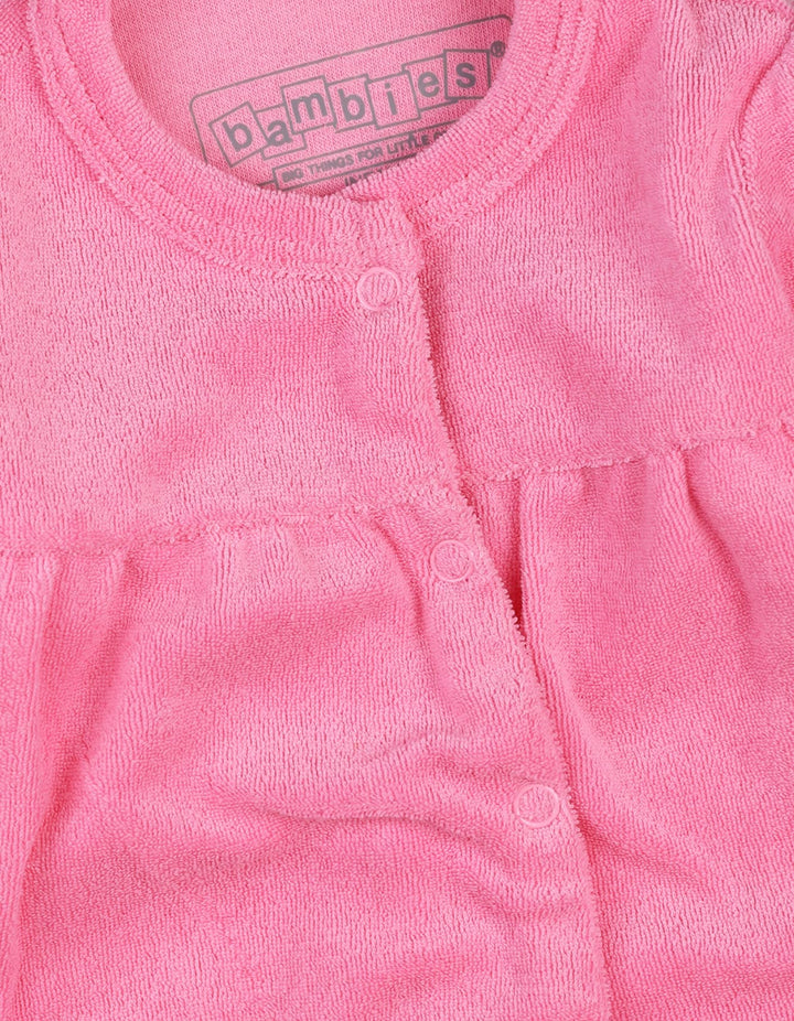 Newborns Winter Romper Bambies Pleats Pink at Zubaidas Pakistan
