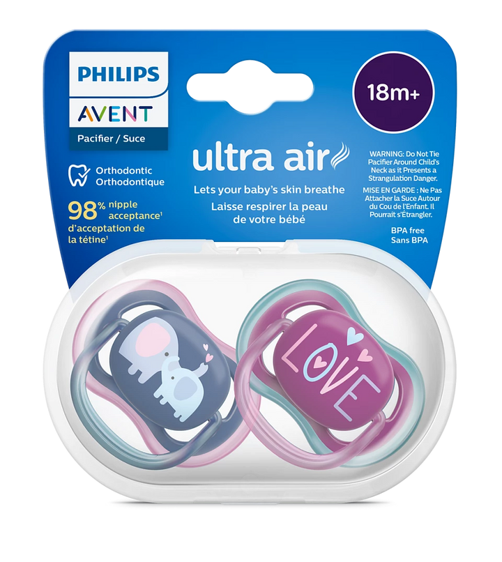 Philips AVENT Ultra Air Pacifier 18M+ Pack of 2 SCF349/22 Girl at Zubaidas Official Pakistan