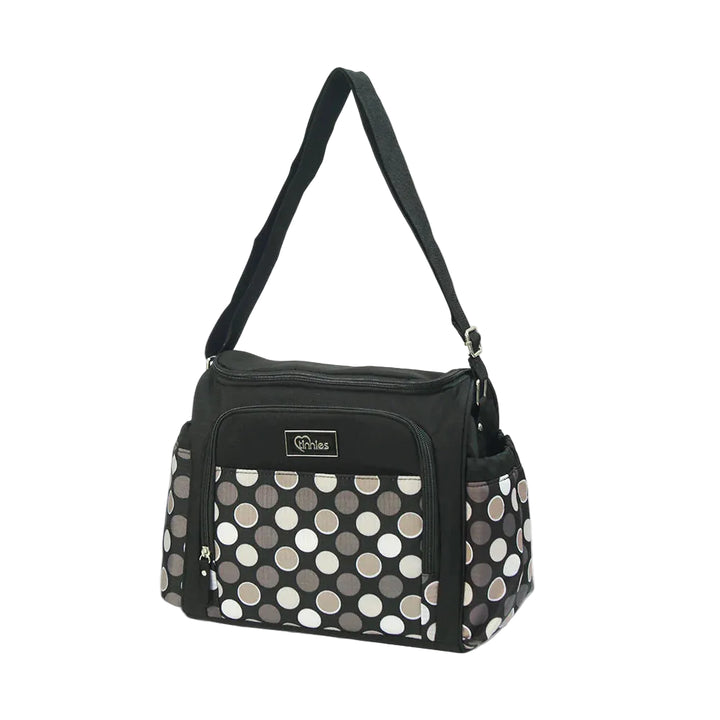 Tinnies Baby Diaper Bag Polka Dot Print Black T5011-A (S) at Zubaidas