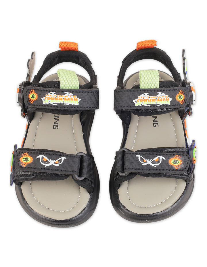 Toddler Boy Sandals Ultimate Spiderman Black and Orange at Zubaidas