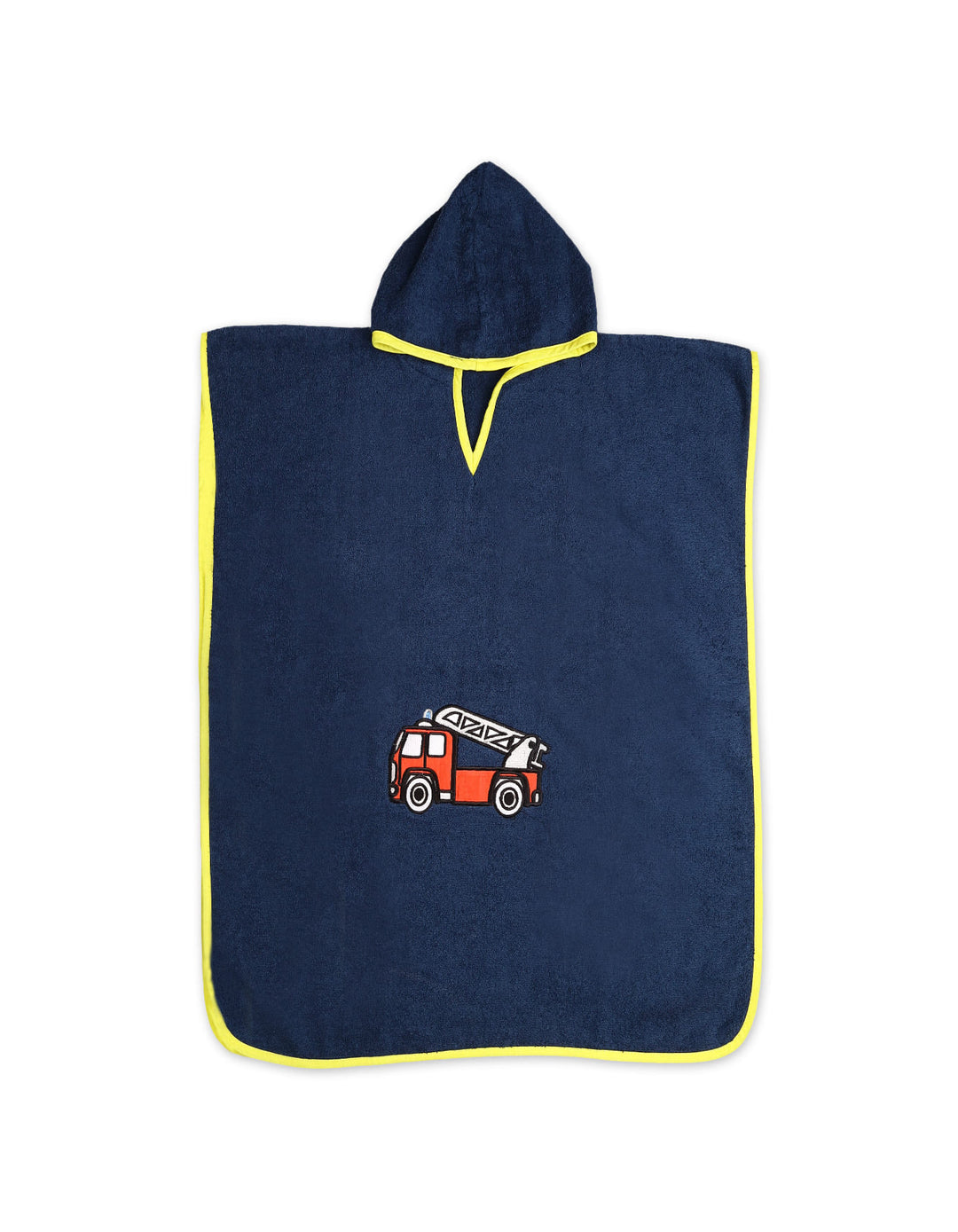 Toddler Boys Hooded Bath Towel Poncho with Firefighter Navy Blue at Zubaidas