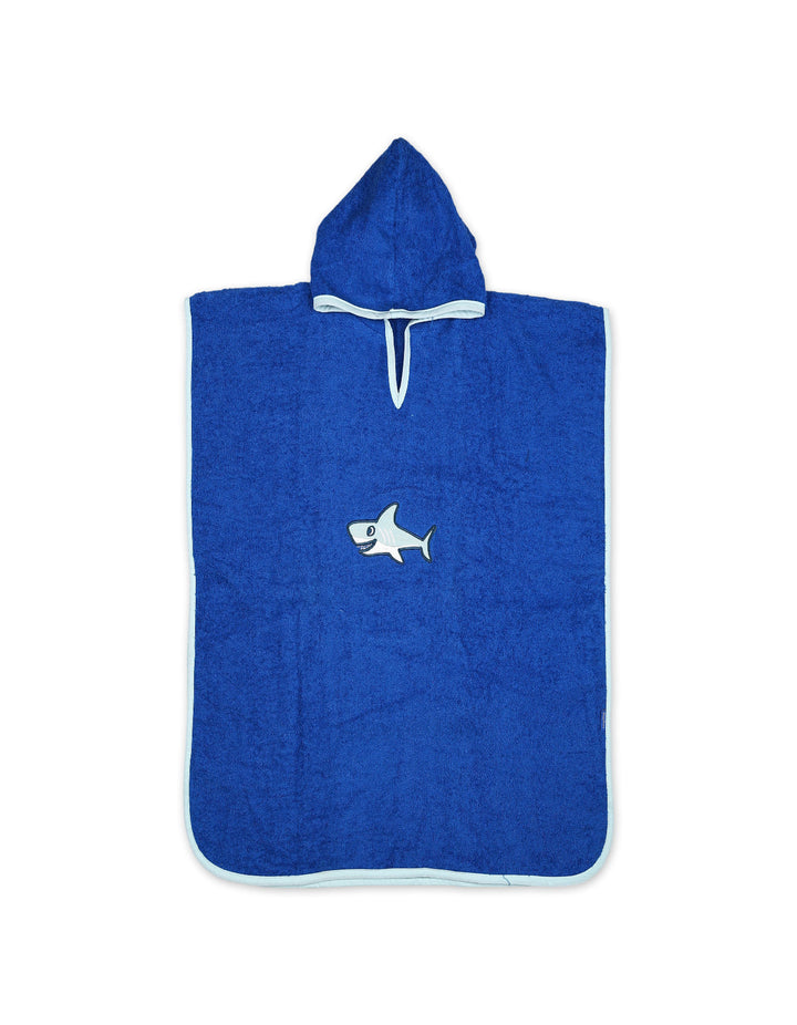 Toddler Boys Hooded Bath Towel Poncho Shark Dark Blue at Zubaidas